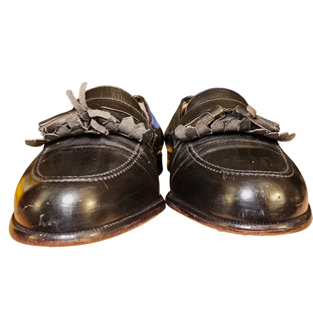 Mezlan Santander Black Leather Tassel Loafer Dress Shoes Men's Size‎ 9 Vintage